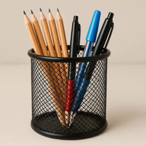 Mesh Metal Pen Holder Round Pencil Cup Desk Organizer For Office School Classroom Home Office Desktop Storage
