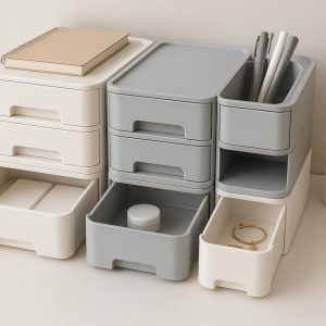 Modern Stackable Desk Storage Drawers Plastic Modular Desktop Organizer Boxes For Office Stationery Makeup Jewelry Sorting