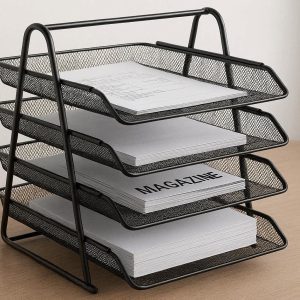Industrial Metal Wire Desk Organizer Document Tray File Sorting Rack For Office Desk Magazine Paper Organizer