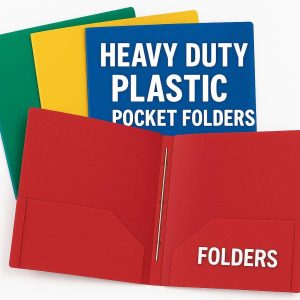 Plastic Pocket Folders Heavy Duty 3 Prong Plastic Folders With Pockets For School Students Office Presentation
