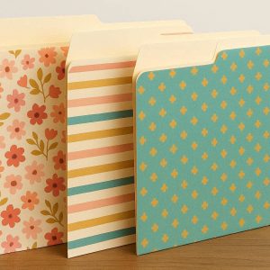 Decorative File Folders 1/3 Cut Tabs Letter Size Manila Folders For File Cabinets Office Desktop Document Organizer