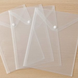 Clear Plastic Document Folders Letter Size Waterproof Sheet Protectors File Jackets With Snap Button Closure For School