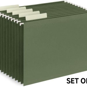 Hanging File Folders Letter Size 1/5 Cut Tabs Reinforced Hanging Folders For Office File Cabinet Drawers Set of 25