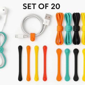 Silicone Cable Ties Reusable Cord Organizers Flexible Magnetic Twist Ties For Headphone Charging Cables Bundling Set of 20