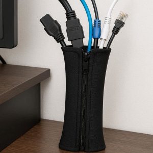 Neoprene Cable Sleeve Zipper Cord Organizer Flexible Wire Hider Wrap Cover For TV Computer Entertainment Center System