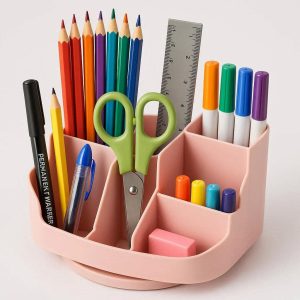 Rotating Desk Pen Holder Multifunctional Pencil Organizer Art Supply Storage Caddy For School Kids Desktop Office