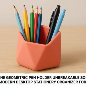 Silicone Geometric Pen Holder Unbreakable Soft Pencil Cup Modern Desktop Stationery Organizer For Kids School Office
